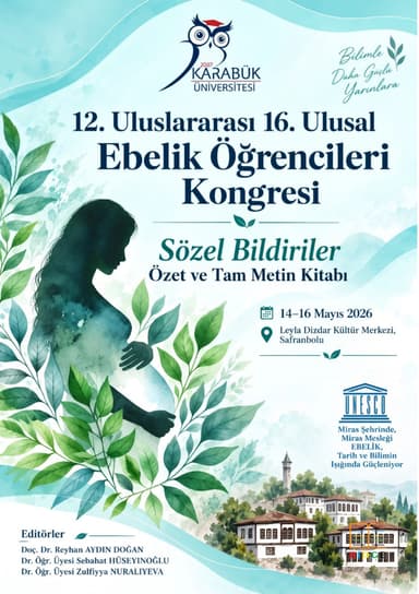 12. ULUSLARARASI 16. ULUSAL EBELİK ÖĞRENCİLERİ KONGRESİ SÖZEL BİLDİRİLER ÖZET VE TAM METİN KİTABI kapak görseli